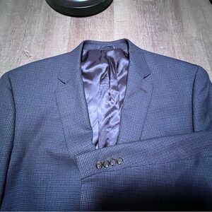Ralph Ralph Lauren 48R sport coat blazer blue black houndstooth 100% wool